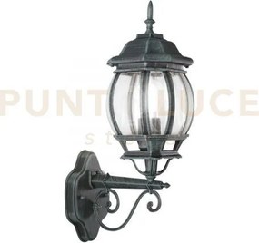 Applique up santiago nera e verde 1 luce attacco e27 ip44 15,5x25x46cm