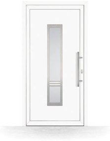 Portoncino ingresso con vetro in pvc, doppi vetri, bianco, 760 x 1885 mm ou su misura, modello Trani, configura individualmente