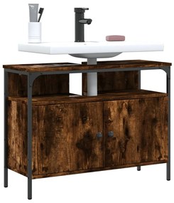 Mobile Lavabo Bagno Rovere Fumo 80x30x60 Cm Legno Multistrato /