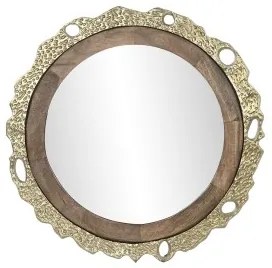 Specchio da parete DKD Home Decor 78,5 x 2,5 x 78,5 cm Dorato Marrone Alluminio Legno di mango