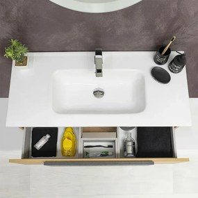 Lavabo da incasso 100x46 cm in ceramica bianco lucido
