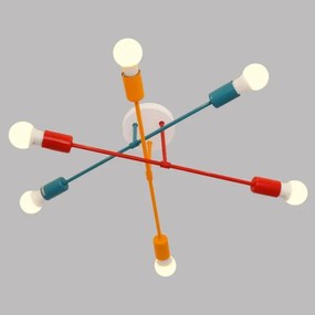 Lampadario a plafone CAMBRIDGE 6xE27/20W/230V blu/rosso/arancione