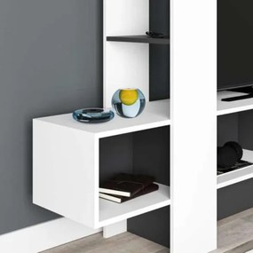 Mobile porta TV 180 cm bianco e antracite con libreria Troya