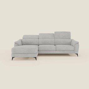 Arcos Divano con penisola - piedini alti e poggiatesta reclinabili in microfibra impermeabile T11 grigio chiaro