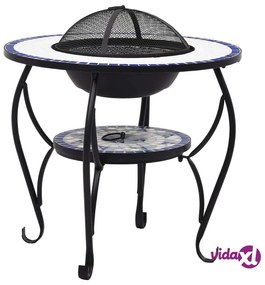 vidaXL Tavolo con Braciere a Mosaico Blu e Bianco 68 cm in Ceramica