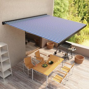 Tenda A Cassonetto Motorizzata 350x250 Cm Blu E Bianco /
