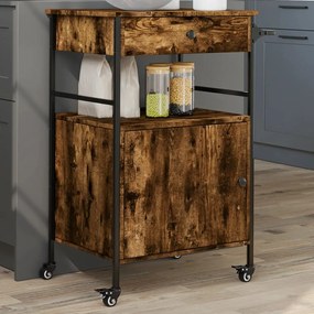 Carrello Da Cucina Rovere Fumo 56x43x89,5 Cm Legno Multistrato /