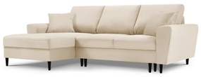 Divano letto in velluto a coste beige, angolo sinistro Moghan - Micadoni Home