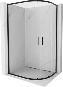 Mexen Exo-S Duo cabina doccia semicircolare asimmetrica scorrevole 90 x 80 cm, trasparente, nera - 8132-090-080-70-00
