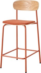 Set di 2 sgabelli da bar in colore rosso e naturale (altezza seduta 66 cm) Adriana - Marckeric