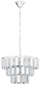 Lampadario Neoclassico Erseka grigio paralume trasparente 5x E14 Ø38.5cm EGLO