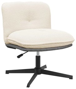 Sedia Da Ufficio Girevole İn Tessuto Riccio Crema Effetto Lana /