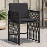 Sedie da Giardino con Cuscini 4 pz Nere in Polyrattan 365035