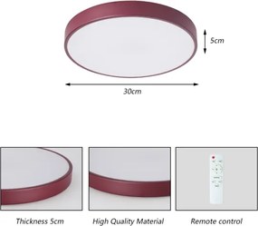 Brilagi-LED dimmerabile plafoniera POOL LED/36W/230V 3000-6000K 30 cm bordeaux+telecomando