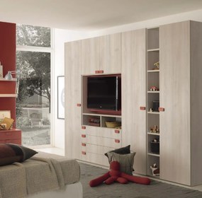 Armadio Iago 5 ante battenti e 4 cassetti con vano tv linea Airone
