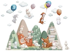 Adesivi murali moderni - Animali della foresta e colline | Inspio