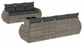 Set divano da giardino 8 pz con cuscini grigio in polyrattan