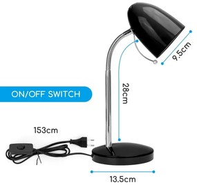 Aigostar - Lampada da tavolo 1xE27/36W/230V nero/cromo