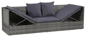 Lettino da Giardino Grigio 200x60 cm in Polyrattan