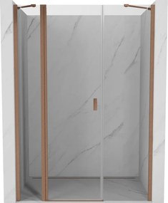 Mexen Mist porta doccia a battente 140 cm, trasparente, rame spazzolato - 8A4-140-001-65-00