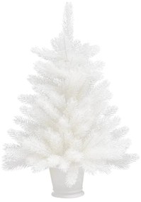 Albero di Natale Preilluminato con Palline Bianco 65 cm