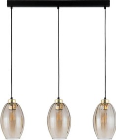 Lampadario LED a sospensione su cavo SEBO 3xE27/15W/230V nero/beige fumoso