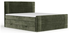 Letto boxspring verde scuro con contenitore 160x200 cm Bergamo – Maison de Rêve