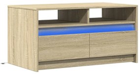 Tavolino da salotto con luci led rovere sonoma in truciolato