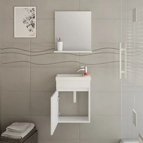 Kamalu - Mobiletto 40 con specchio colore bianco opaco | LAC-POLIS-40-B