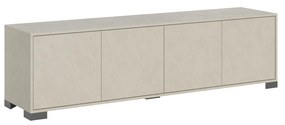 Madia e Porta TV Lumina con ante in bianco lucido e cashmere, Cashmere / Porta TV 4 ante