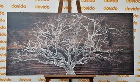 Quadro su tela – Albero su sfondo di legno