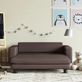 Divano bambini con poggiapiedi marrone 100x50x30 cm similpelle