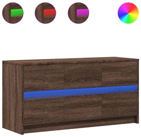Mobile porta tv con led rovere marrone 100x34x50 cm truciolato