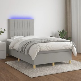 Letto A Molle Materasso E Led Grigio Chiaro 120x200 Cm Tessuto /