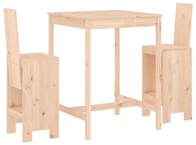 Set bar da giardino 3 pz in legno massello di pino