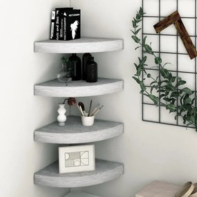Mensole Angolari 4 Pz Grigio Cemento 35x35x3,8 Cm İn Mdf /