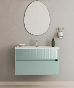 Mobile da bagno sotto lavabo Niwa verde laccato opaco L 89.5 x H 50 x P 45.5 cm 2 cassetti, lavabo non incluso