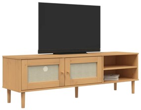 Mobile tv senja aspetto rattan marrone 158x40x49 massello pino