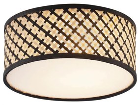 Lampada da soffitto in rattan orientale con struttura nera 30 cm - Tremmo