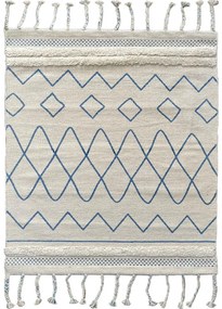 Tappeto Oasi Azzurro in puro cotone con dettagli Boho