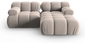 Divano angolare componibile in marrone chiaro (con penisola a destra) con rivestimento in velluto Bellis – Micadoni