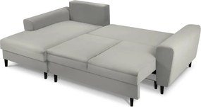 Divano angolare grigio chiaro allungabile e con contenitore (con penisola a sinistra/con chaise lounge) con rivestimento in velluto a coste Kyoto – Cosmopolitan Design
