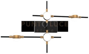Molecular 4lt applique a parete nero opaco con oro, led 3000k 9,6w,...