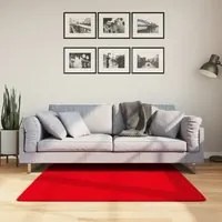 Tappeto a Pelo Corto Morbido e Lavabile Rosso 120x120 cm 375170