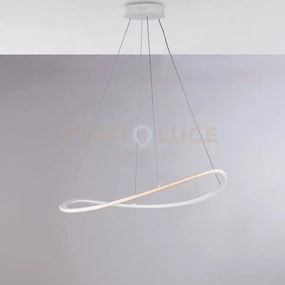 Sospensione in metallo e alluminio laccato bianco con led integrato...