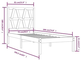 Giroletto in Legno Massello Bianco 75x190 cm Small Single