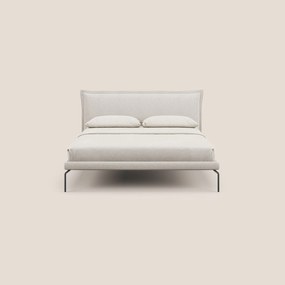 Eric letto imbottito design minimal in morbido tessuto impermeabile T14 panna