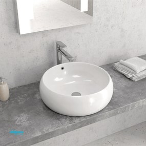 Lavabo D'Appoggio Da Diam.44,5 Cm Finitura Bianco Lucido