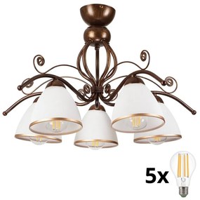 Brilagi - Lampadario a plafone LED ANTICO 5xE27/60W/230V patina di bronzo
