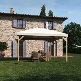 Gazebo Nikko in legno struttura beige, copertura bianco L 414 x P 314 x H 320 cm